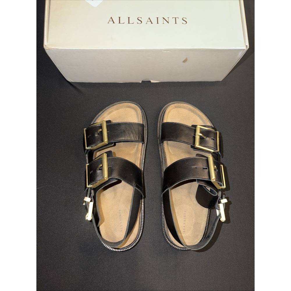 AllSaints ISLA Chunky Leather Women's Sandals Black size US10 EU40 NIB $249 - Picture 5 of 13
